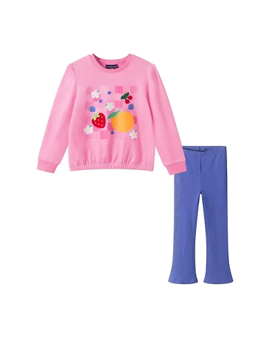 Andy & Evan Little Girls ( 5 and 6 ) Fruit Graphic Sweatshirt Flare Legging Set