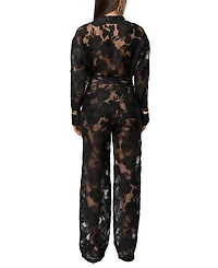 Jluxlabel Women's Organza Floral Blouse