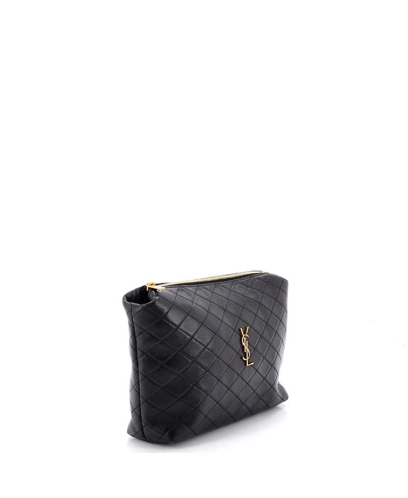 Pre-Owned Saint Laurent Gaby Zipped Pouch Quilted Leather