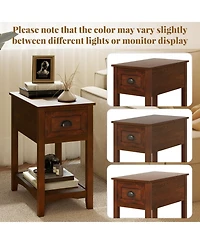 Gymax Contemporary Chair Side End Table Compact Table with Drawer Nightstand