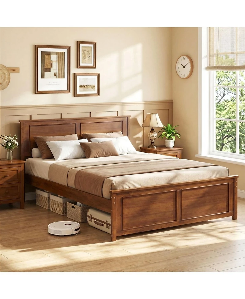Slickblue Modern Full Size Wooden Bed Frame with Headboard