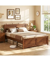 Slickblue Modern Full Size Wooden Bed Frame with Headboard
