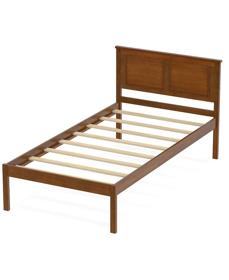 Slickblue Wooden Farmhouse Bed Frame with Platform Headboard