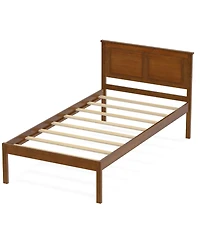 Slickblue Wooden Farmhouse Bed Frame with Platform Headboard