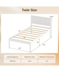 Slickblue Farmhouse Style Wooden Bed Frame with Headboard