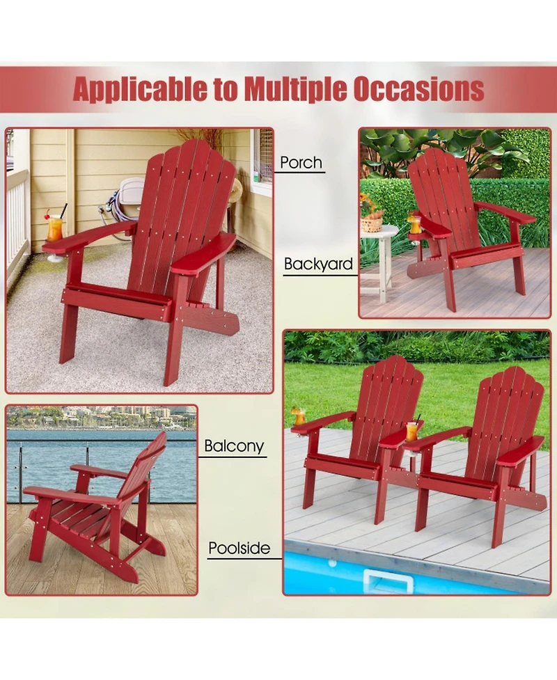 Sugift 2-Piece Adirondack Chair Set with Ergonomic Design for Porch and Backyard