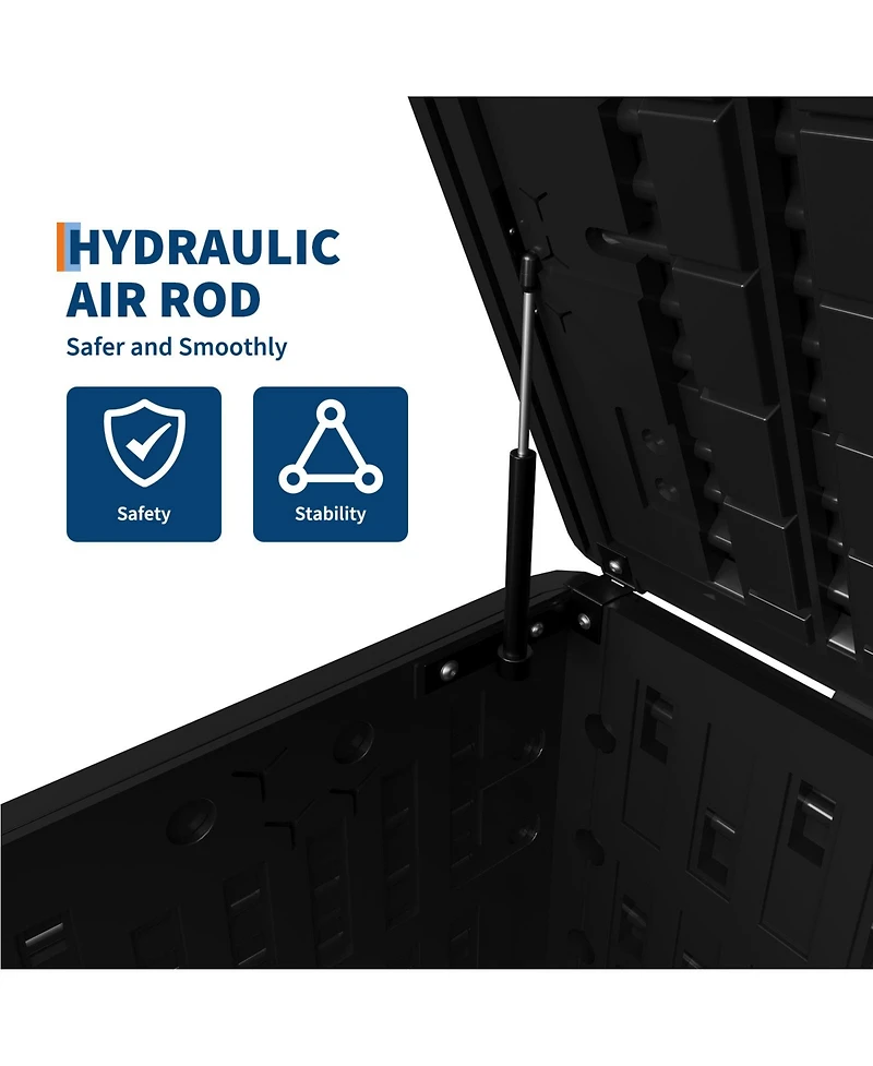 homfan 120 Gallon Outdoor Storage Box - Lockable Resin Deck Bin for Garden Tools, Patio Furniture Cushions - Waterproof, Weather and Uv Resistant