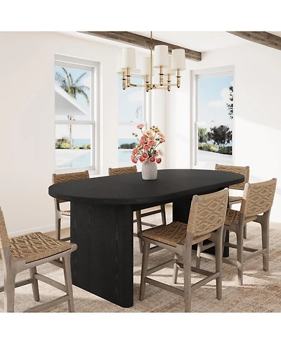 gaomon Farmhouse Oval Dining Table for 4-8 People, Sturdy Engineered Wood Double Pedestal Base, Ideal for Kitchen, Dining Room, Living Areas