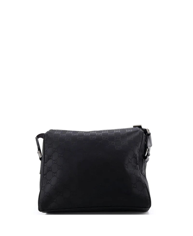 Pre-Owned Gucci Medium Web Flap Crossbody Bag Guccissima Nylon