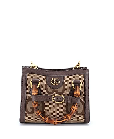 Pre-Owned Gucci Mini Diana Nm Bamboo Handle Tote Jumbo Gg Canvas