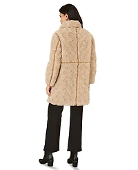 Yumi Women's Textured Borg Long Line Biker Coat