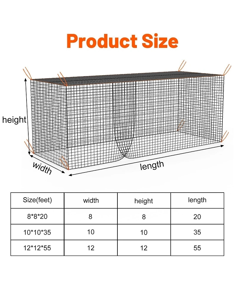 Aoligeijs 12x55ft Portable Baseball Batting Cage for Practice