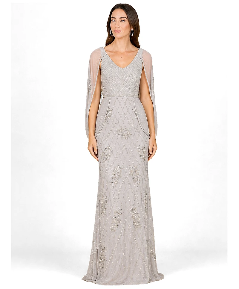 Lara Women's Beaded Cape Sleeve Dress