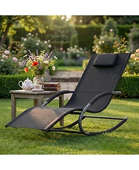 homfan Outdoor Lounge Chairs, Patio Lounger with Breathable Tesla Fabric and 300 Lb Capacity for Poolside or Lawn