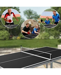 homfan Foldable Table Tennis with Engineered Wood Surface, Iron Frame Indoor Ping Pong for Home Game Room