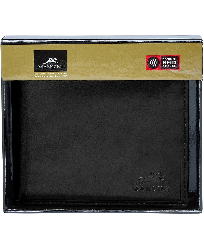 Men's Mancini Boulder Collection Rfid Secure Billfold with Removable Left Wing Passcase