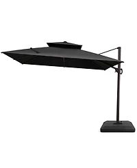 Pellebant 10x10Feet Outdoor Patio Double Top Square Aluminum Cantilever Umbrella with Base