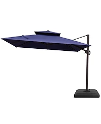 Pellebant 10x10Feet Outdoor Patio Double Top Square Aluminum Cantilever Umbrella with Base