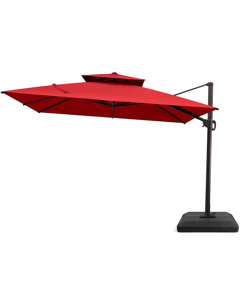 Pellebant 10x10Feet Outdoor Patio Double Top Square Aluminum Cantilever Umbrella with Umbrella Base