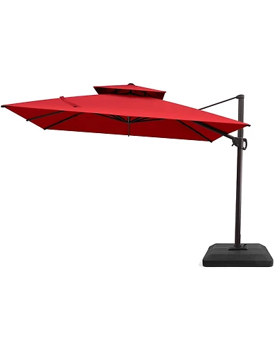 Pellebant 10x10Feet Outdoor Patio Double Top Square Aluminum Cantilever Umbrella with Umbrella Base