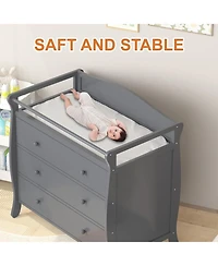 gaomon Wooden Diaper Changing Table, Baby Diaper Changing Station Infant Nursing Table with 3 Drawers, Safety Rail and Strap