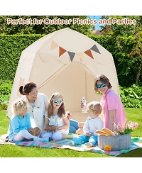 Gymax Kids Play Tent With Flags And Globe String Lights For 3-12 Years Old Indoor Outdoor