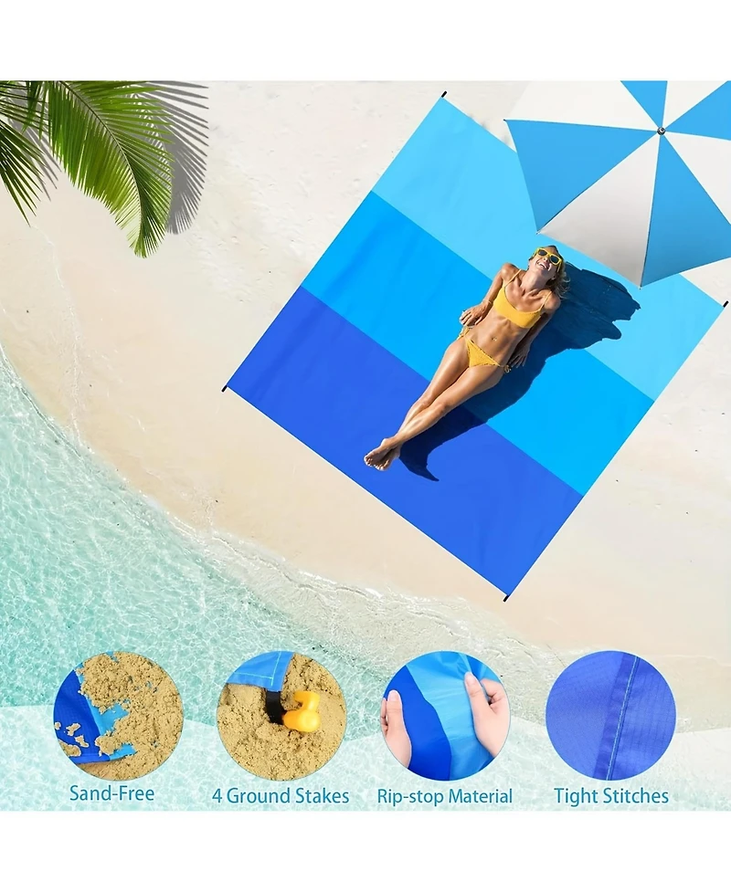 Cowin Beach Blanket Outdoor Waterproof Sandproof Beach Mat Picnic Blanket Camping in Hiking 79 X 83