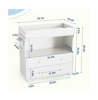 gaomon Modern Wooden Baby Changing Table Dresser with Drawers and Shelves Multi Use Station for Nursery Bedroom Kids Room