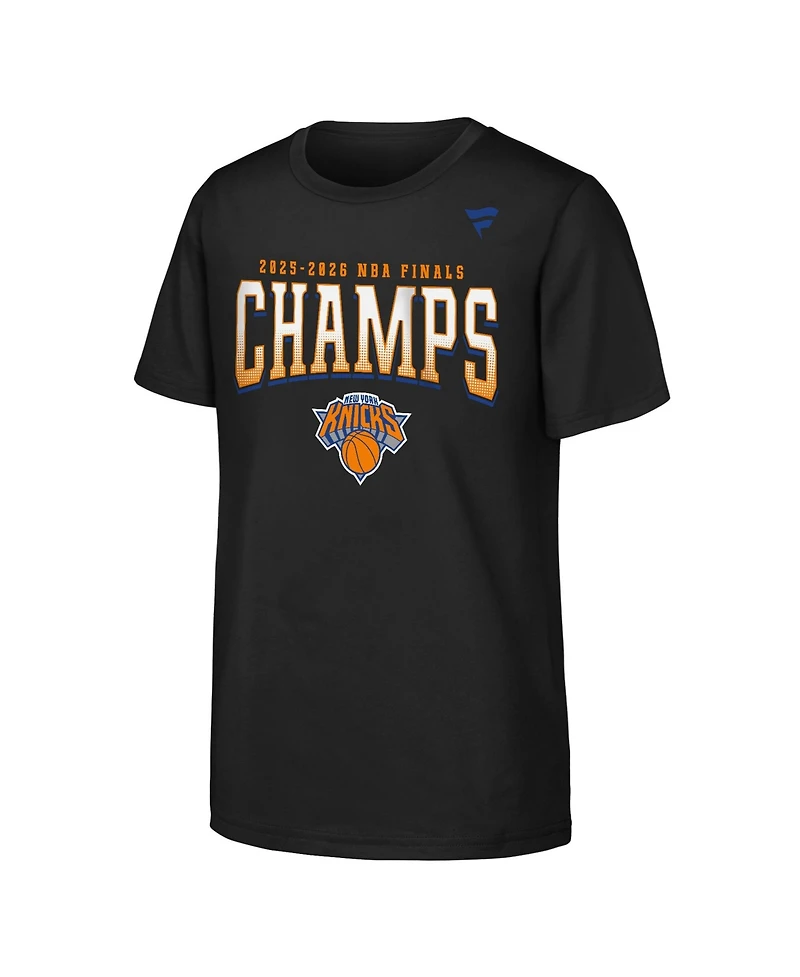 Fanatics Big Boys and Girls Black New York Knicks 2026 Nba Finals Champions Trophy Signature Roster T-Shirt
