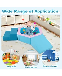 3 Pcs Baby Foam Climbing Blocks with Ball Pit Triangle Stair 100 Ocean Balls