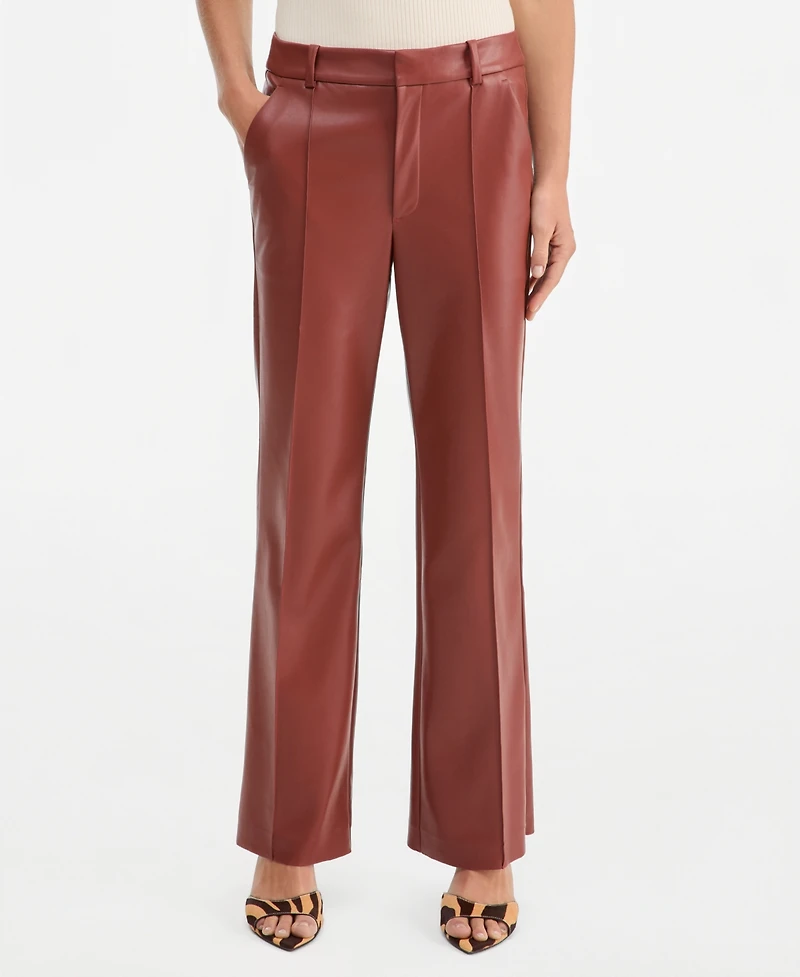 I.n.c. International Concepts Women's Faux Leather High-Rise Bootcut Pants, Macy's Exclusive