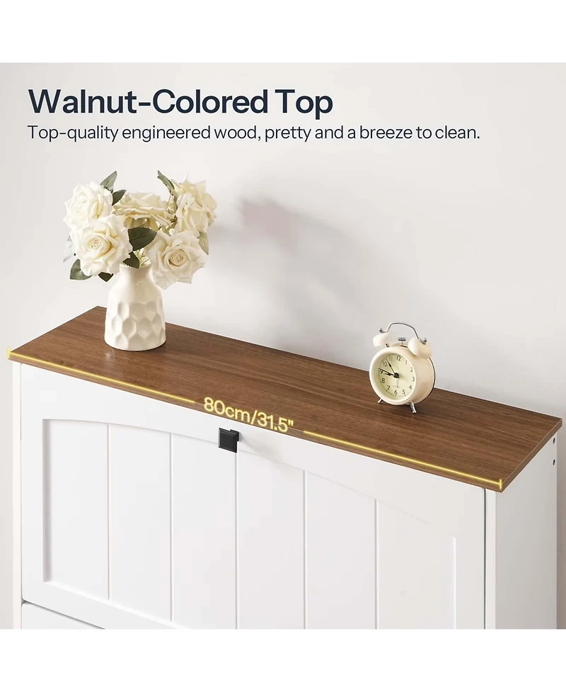Slickblue Farmhouse Shoe Rack Cabinet with Flip Drawer Storage