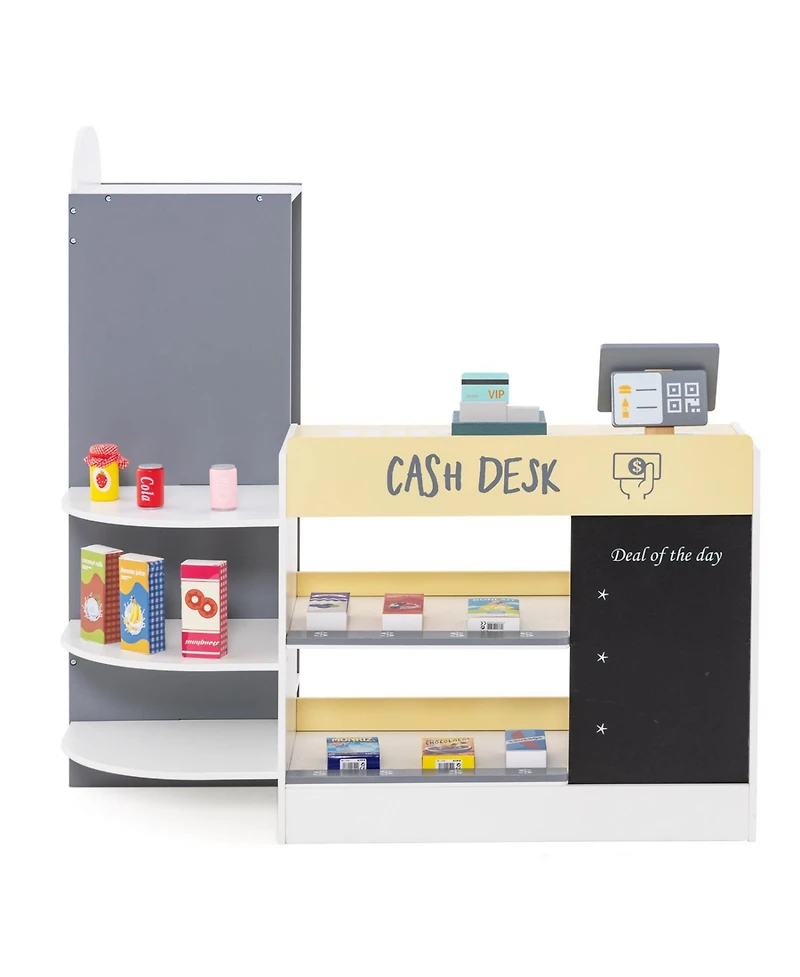 Slickblue Grocery Store Role Play Set for Kids with Pos Machine and Checkout Counter