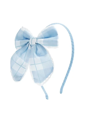 Sweet Wink Little and Big Girls Blue Plaid Bow Headband