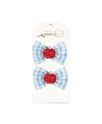 Sweet Wink Little and Big Girls Apple Gingham Tulle Bow Clip Set