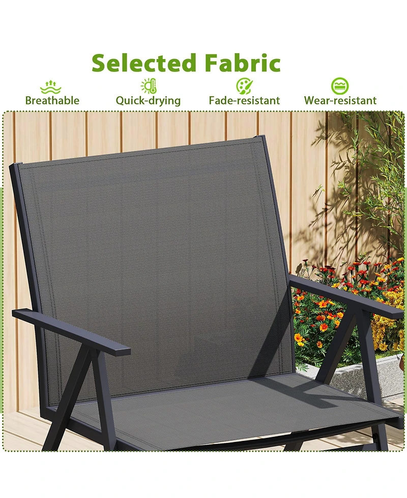 Slickblue Outdoor Seating Chairs Set of 2 with Mesh Fabric and Metal Frame