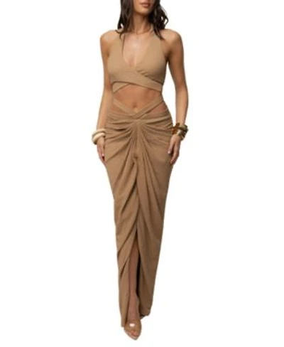Jluxlabel Cabana Halter Top Cabana Slit Maxi Skirt
