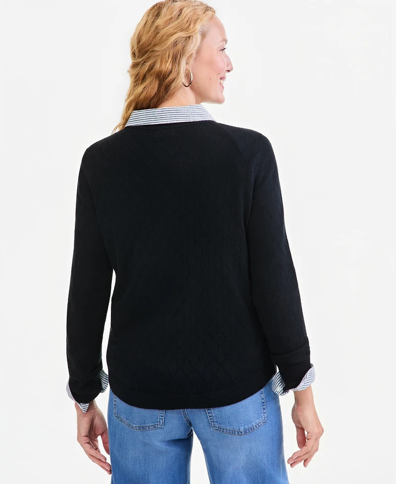 Style & Co Women's Cotton Curved-Hem Sweater, Macy's Exclusive
