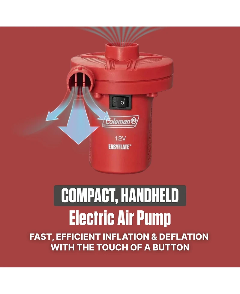 Coleman EasyFlate 12V Dc Electric Air Pump, Car Plug Inflator with 3 Adapters
