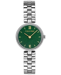 Calvin Klein Women's Gleam Silver-Tone Stainless Steel Bracelet Watch 24mm