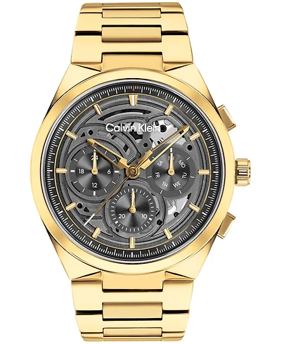 Calvin Klein Men's Distinguish Skeleton Gold-Tone Stainless Steel Bracelet Watch 44mm