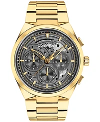 Calvin Klein Men's Distinguish Skeleton Gold-Tone Stainless Steel Bracelet Watch 44mm