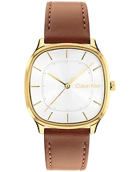 Calvin Klein Men's Ck Shape Tan Leather Strap Watch 37mm
