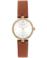 Calvin Klein Women's Gleam Tan Leather Strap Watch 24mm