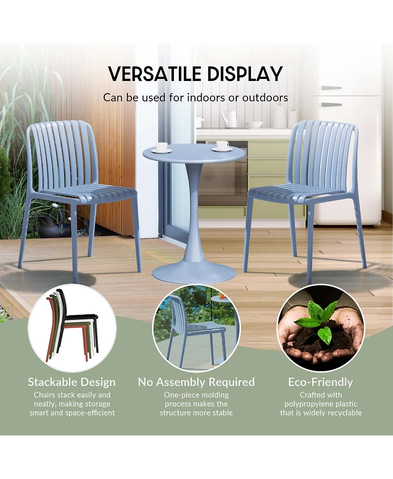 7-Piece Outdoor Patio Dining Table Set With Stackable Chairs