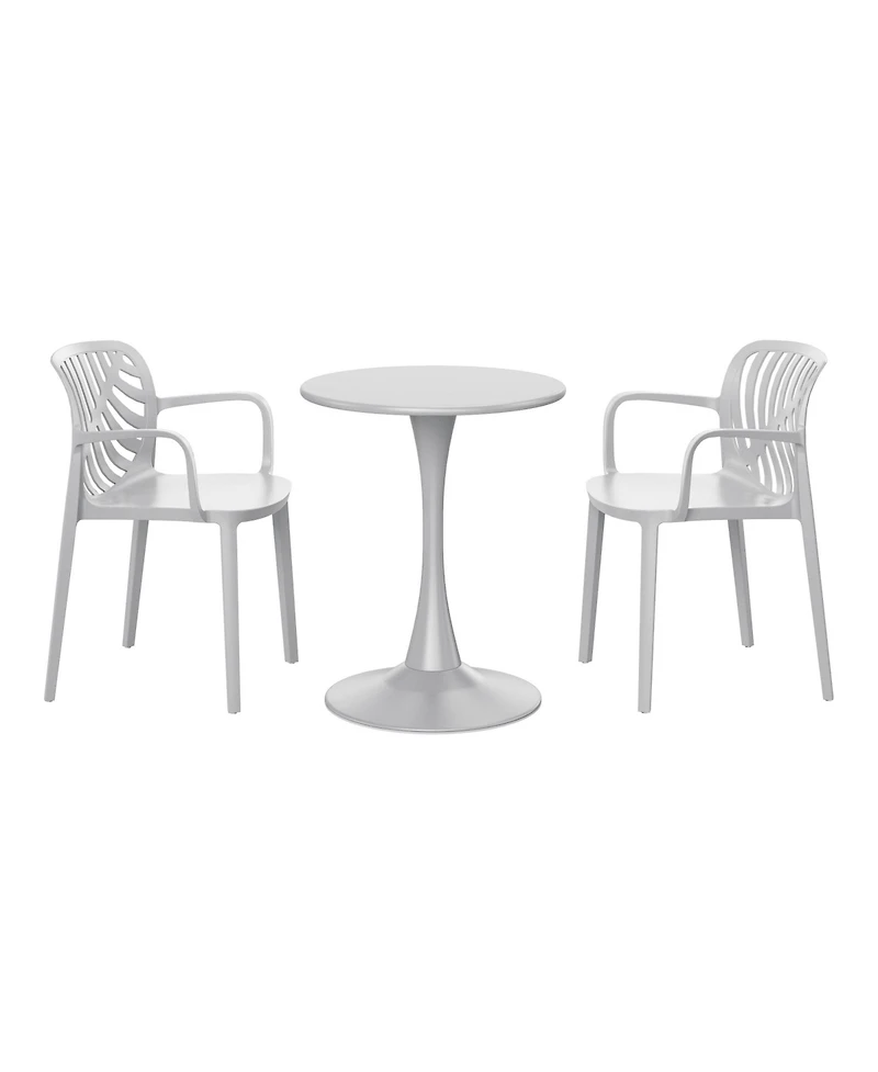WestinTrends 3-Piece Outdoor Indoor Metal Patio Dining Table Set With Stackable Chairs
