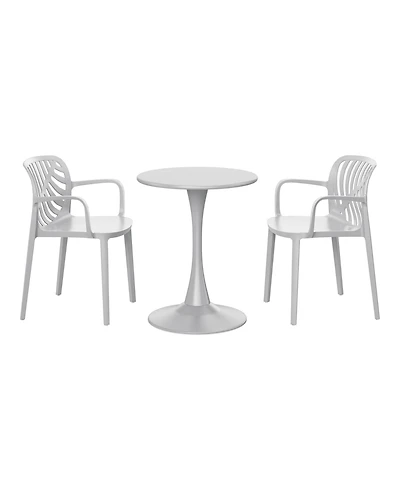 WestinTrends 3-Piece Indoor Outdoor Metal Patio Dining Table Set With Stackable Chairs