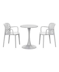 WestinTrends 3-Piece Outdoor Indoor Metal Patio Dining Table Set With Stackable Chairs