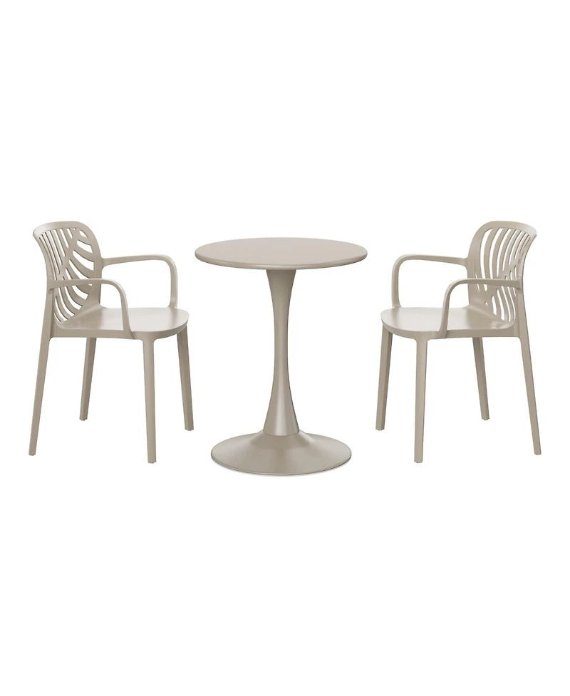 WestinTrends 3-Piece Outdoor Indoor Metal Patio Dining Table Set With Stackable Chairs