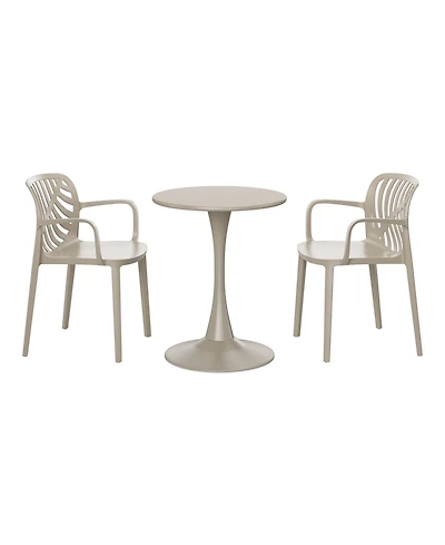 WestinTrends 3-Piece Indoor Outdoor Metal Patio Dining Table Set With Stackable Chairs